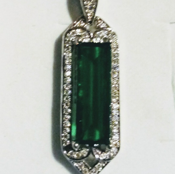Sterling Silver w/ Emerald Stones - Picture 2 of 4